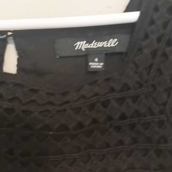 MADEWELL Black Sundream Fringe Crotchet Shift cotton dress pocket lined Size S 4 - Picture 6 of 7